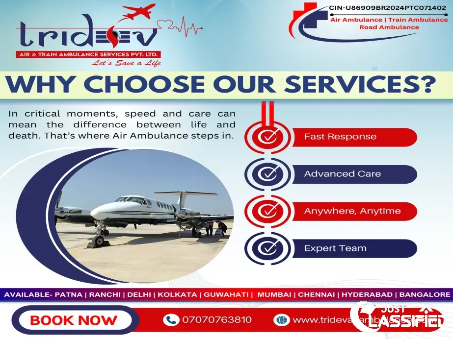 The Booking of Medical Flights is Easy Now: Tridev Air Ambulance Services in Ranchi